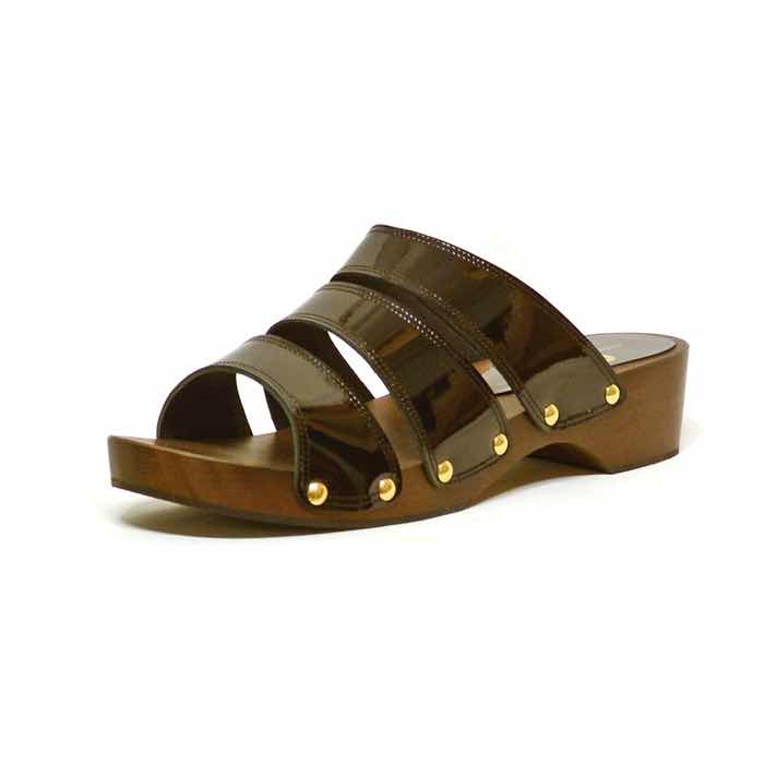 sabots femme grande taille du 40 au 48, vernis noir, talon de 3 à 4 cm, mode, toutes saisons